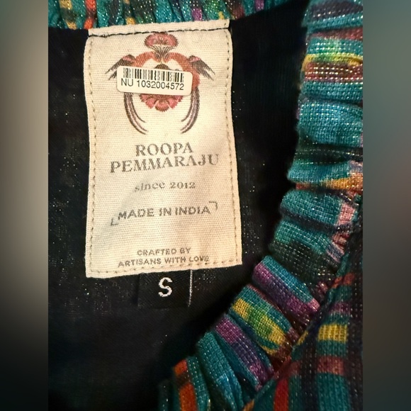 Roopa Pemmaraju for Anthropologie Shimmer Cotton and Silk Plaid Top Size Small - Picture 10 of 11